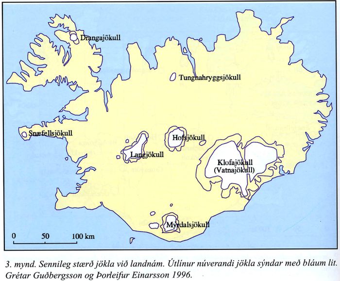 Glaciers in Iceland 1000 years ago